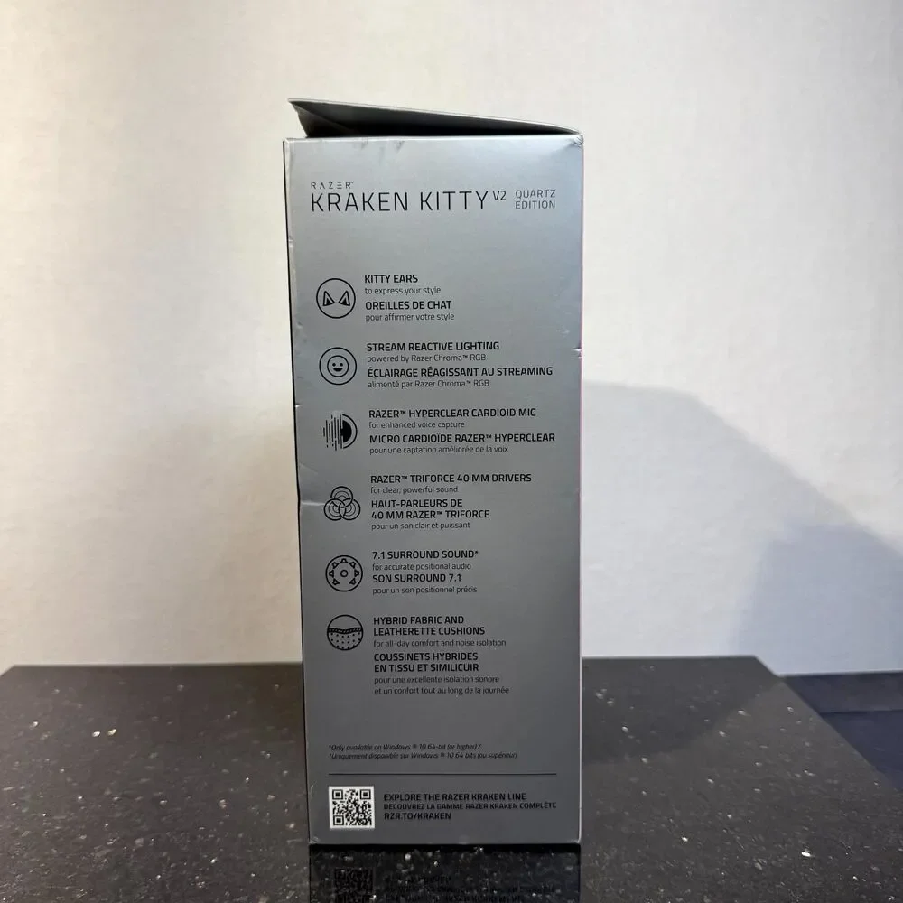 Razer‎ Kraken Kitty V2 Quartz Edition Wired Gaming Headset New